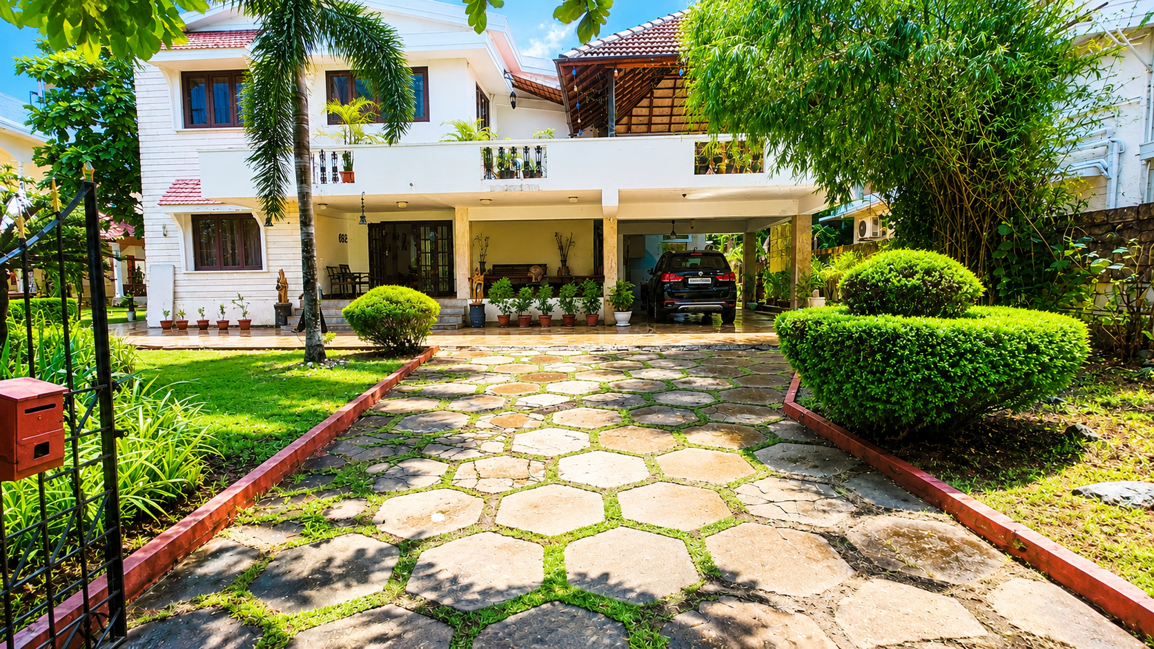 Tropical homestay surrounded by lush greenery